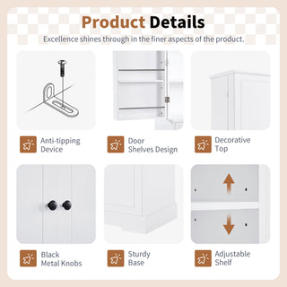 Freestanding Bathroom Storage Cabinet With Doors, Drawers, And Tilt Out Laundry Hamper - White