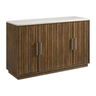 Carmela - Server With White Marble, Power And USBC - Brown