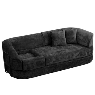 3 Seater Sofa With Built In Pet Bed Nook, Curved Design And 2 Throw Pillows