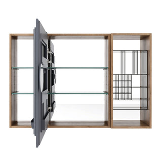 Wall Mounted Bathroom Mirror Cabinet, Adjustable Shelves - Imitative Oak