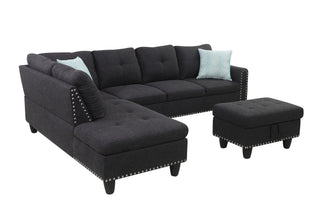 Alger - Left Hand Facing Sofa & Chaise With Ottoman