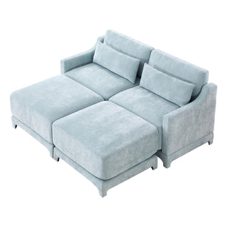 Stylish Sofa With Ottoman And Lumbar Pillows, Ergonomic Design