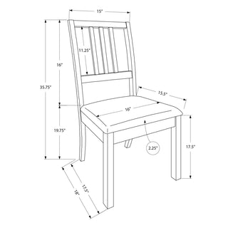 Dining Chair, Side, Upholstered For Dining Room, Transitional (Set of 2) - Brown