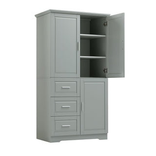 Tall Wide Storage Cabinet With Doors, 3 Drawers