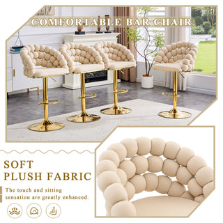 Puffy Bubble Chair, Ball Chain (Set of 2) - Beige / Gold