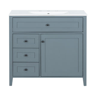 Bathroom Vanity With Sink, 3 Drawers & Cabinet With Adjustable Shelves