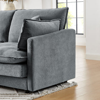 L-Shaped Sectional Sofa With Ottoman, Convertible 4 Seater Couch