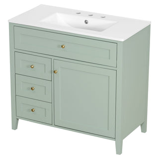 Bathroom Vanity With Sink, 3 Drawers & Cabinet With Adjustable Shelves