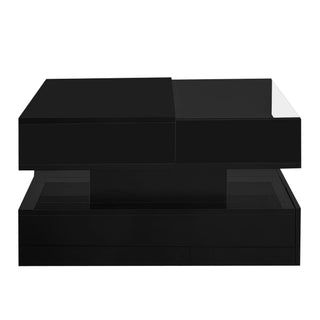 Lift Top Coffee Table With 2 Drawers, Hidden Space And LED Lights For Living Room