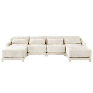 Stylish Sofa With Ottoman And Lumbar Pillows, Ergonomic Design