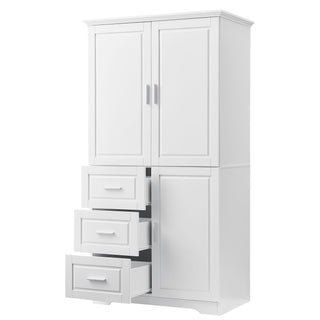Tall And Wide Storage Cabinet With Doors, 3 Drawers