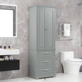 Tall Storage Cabinet With 3 Drawers For Bathroom
