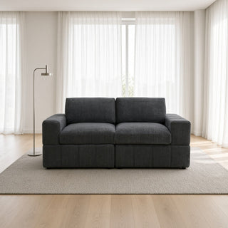 Oversized Modular Loveseat, 2 Piece Living Room Sofa Set - Dark Gray