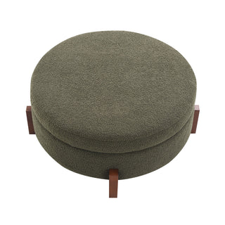 Round Storage Ottoman, Footrest Stool For Living Room