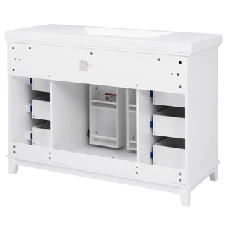 Bathroom Vanity & Sink, 6 Soft Close Drawers & Double Doors - White