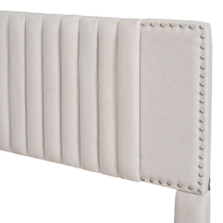 Upholstered Platform Bed With Drawers, Classic Headboard Design