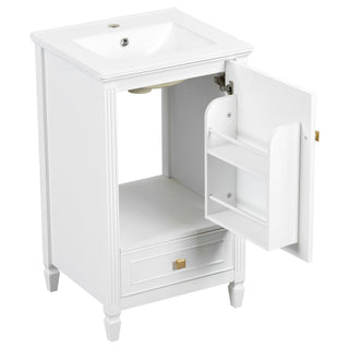 Freestanding Bathroom Vanity With Sink, Soft Closing Door, Drawer Storage - White