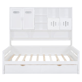 Daybed With All-In-One Cabinet And Shelf