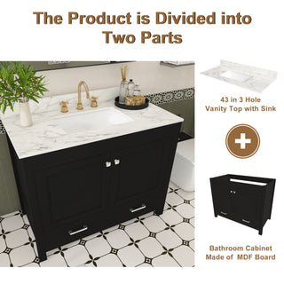 Bathroom Vanity Set, Sink And Faucet Holes Included - Black