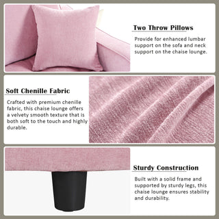 Modern Chaise Lounge Upholstered Sofa Couch With Tufted Seat And Detachable Pillows For Living Room