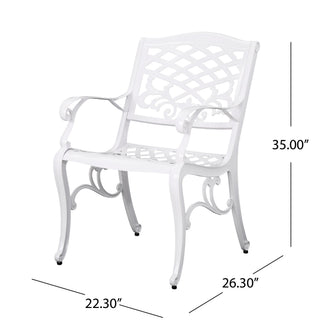 Unravel - Outdoor Arm Chair With Scroll Design And Floral Accents (Set of 2) - White