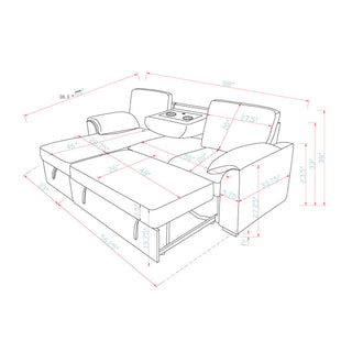Rebecca - Sofa With Pull Out Bed, Storage Chaise, USB And Cup Holders - Dark Gray