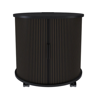 Cylinder Nightstand With Charging Station & Sliding Door