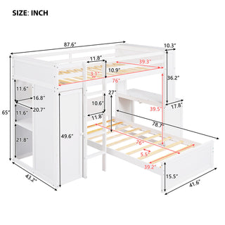 Loft Bed With A Stand Alone Bed, Shelves, Desk, And Wardrobe