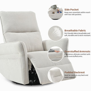 270° Power Swivel Rocker Glider Recliner Chair With USB Ports