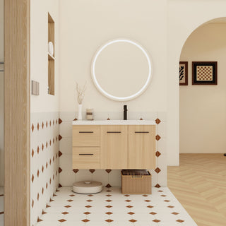 Wall Mounted Floating Bathroom Vanity With Sink, Door & Drawers Modular Cabinet