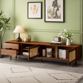 TV Stand For TVs Up To 85", Media Console With 2 Drawers - Walnut