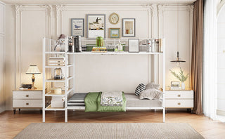 Bunk Bed With 5 Tier Shelves