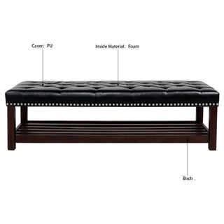 Bedroom End Of Bed Bench Tufted Upholstered End Of Bed Bench End Of Bed Entrance Shoe Bench With Nailhead Trim And Shelf Bedroom Upholstered Bench Living Room Shoe Rack Footstool