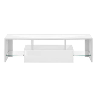 TV Stand, Console, Media Entertainment Center, Storage Cabinet, Glossy Contemporary & Modern - White