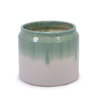 Gradient Flowerpot (Set of 2), Planter For Patio, Garden, Windowsill - White / Green