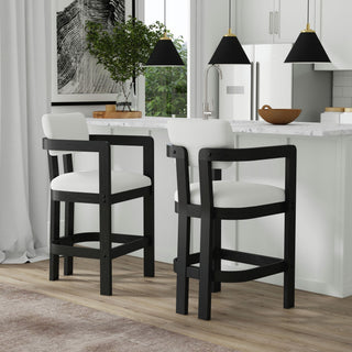 Portland - Arm Barstool (Set of 2) - Black / White