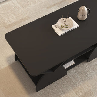 Geometric Engineered Coffee Table With Rounded Corners With Open Shelves