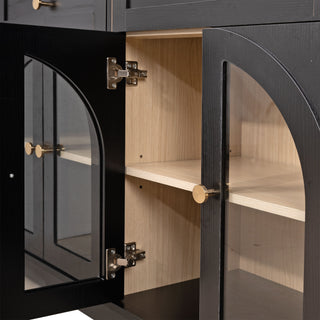 Sideboard Cabinet With 3 Drawers And 6 Arched Glass Doors