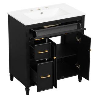 Freestanding Bathroom Vanity With Sink, Soft Close Door, Tip Out Drawer