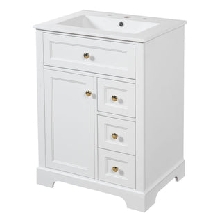 Modern Bathroom Vanity With Sink, 3 Drawers & Cabinet With 2 Tier Door Storage