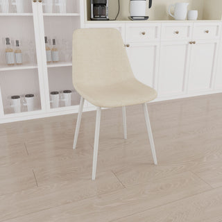 Modern Kitchen Dining Chairs (Set of 4) With Linen Padding And Sturdy Metal Legs - Beige