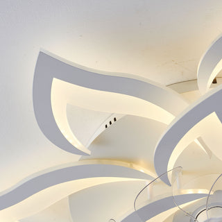 32" Flower Ceiling Fan With LED Dimmable Light, Low Profile Flush Mount Fan With Remote Control, 6 Speeds