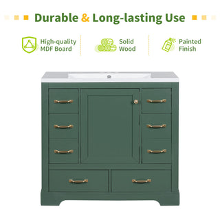 Modern Bathroom Vanity Base Only, 6 Drawer Storage With Adjustable Shelf