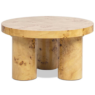 Nebula - Round Pillar Leg Coffee Table - Warm Natural Brown Burl