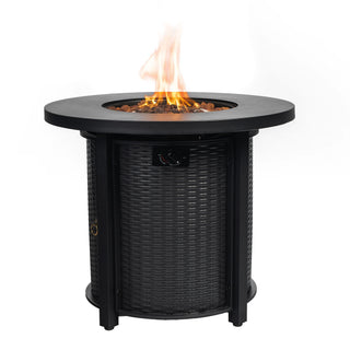 Propane Round 40000Btu Fire Pit Table - Black