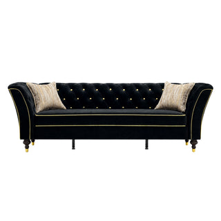 3 Person Sofa With Deep Seat, Tufted Backrest