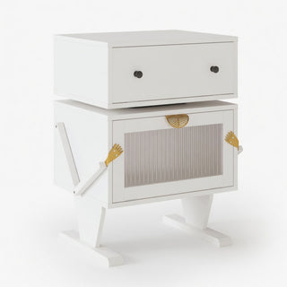 Robot LED Nightstand With 360° Rotating Drawer