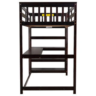 Loft Bed With Storage Shelves And Under Bed Desk