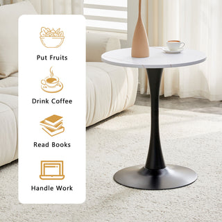 Round Dining Table With Thickened Engineered Wood Top And Metal Pedestal, 23.6" Diameter For Kitchen, Living Room, Small Spaces