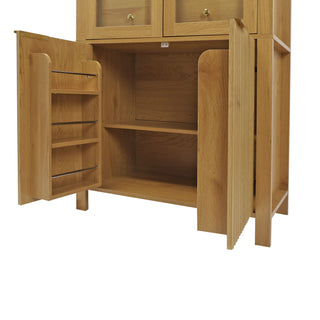 Fluted Tall Arched Pantry Cabinet With Adjustable Shelves